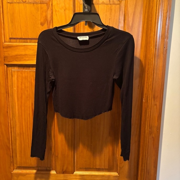 LNA Clothing Arya Cropped Long Sleeve Top in Black Medium - Picture 2 of 5